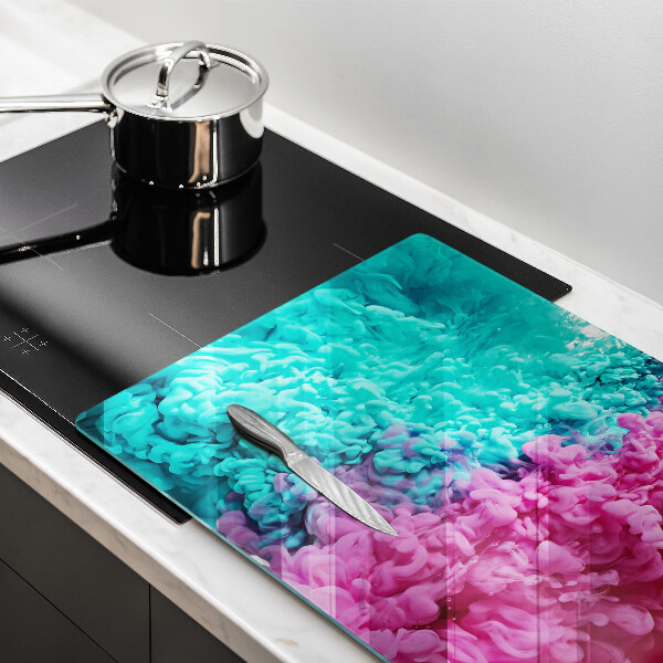 Tabla de cortar de vidrio Humo rosa turquesa