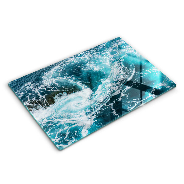 Tabla de cortar de vidrio Olas de agua espumosas