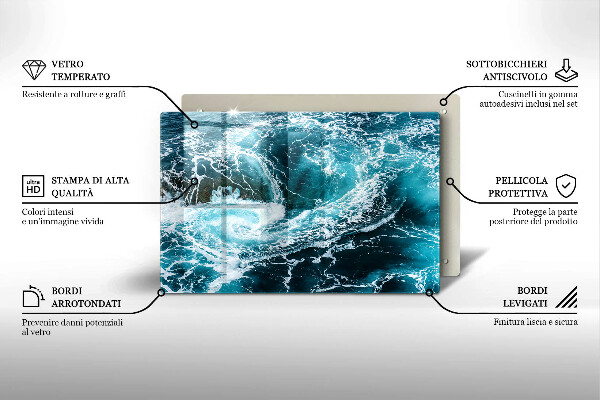 Tabla de cortar de vidrio Olas de agua espumosas