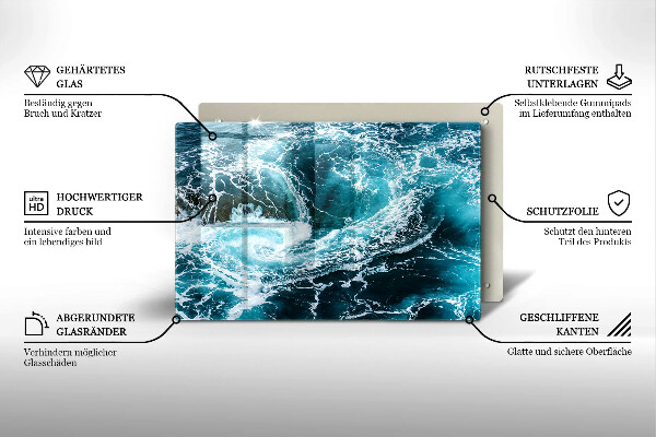 Tabla de cortar de vidrio Olas de agua espumosas