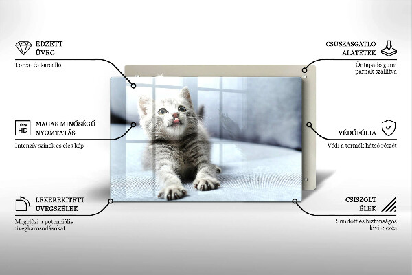 Tabla de cortar de vidrio Pequeño gatito lindo