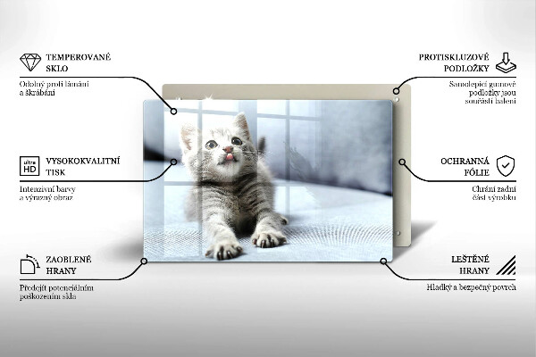 Tabla de cortar de vidrio Pequeño gatito lindo