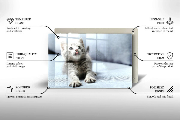 Tabla de cortar de vidrio Pequeño gatito lindo