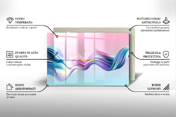 Tabla de cortar de vidrio Abstracción pastel