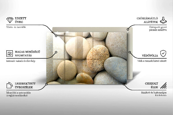 Tabla de cortar de vidrio Patrón de piedras ovaladas