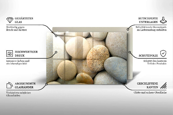 Tabla de cortar de vidrio Patrón de piedras ovaladas