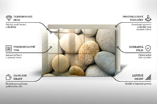 Tabla de cortar de vidrio Patrón de piedras ovaladas