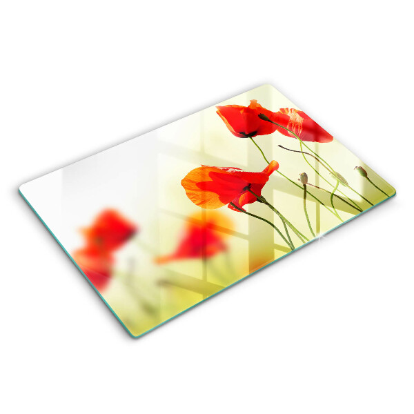 Tabla de cortar de vidrio Flores de amapolas rojas
