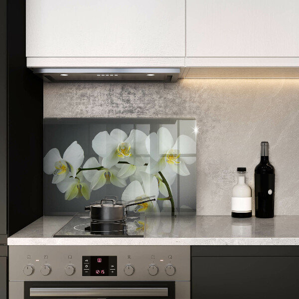 Tabla de cortar de vidrio Flores de orquídeas blancas