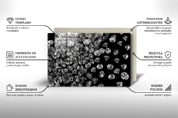 Tabla de cortar de vidrio Diamantes diamantes