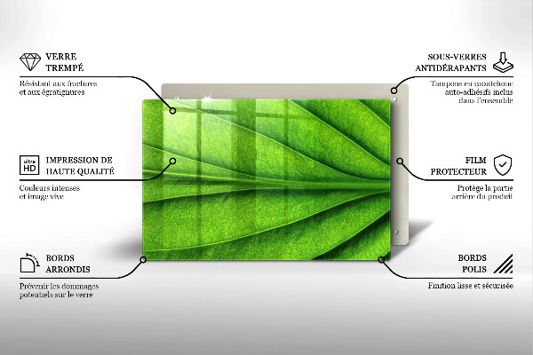 Tabla de cortar de vidrio Hoja de vena natural