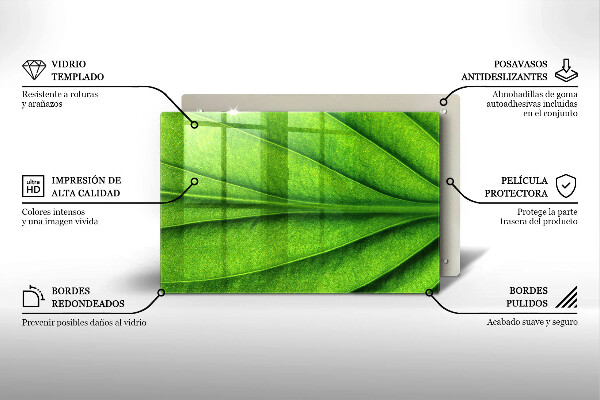Tabla de cortar de vidrio Hoja de vena natural