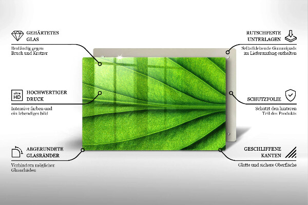 Tabla de cortar de vidrio Hoja de vena natural