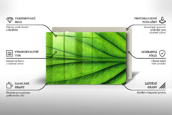 Tabla de cortar de vidrio Hoja de vena natural