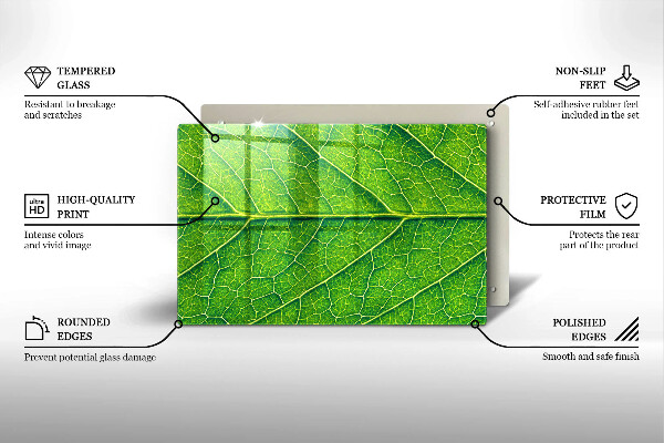 Tabla de cortar de vidrio Venas de las hojas naturales