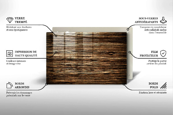 Tabla de cortar de vidrio Textura de madera