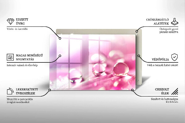 Tabla de cortar de vidrio Pétalos de flores de rocío