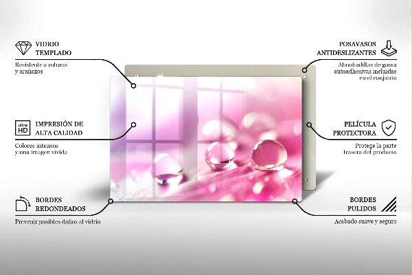 Tabla de cortar de vidrio Pétalos de flores de rocío