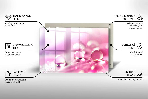 Tabla de cortar de vidrio Pétalos de flores de rocío