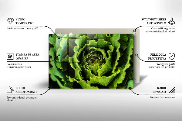 Tabla de cortar de vidrio Comer hojas de lechuga