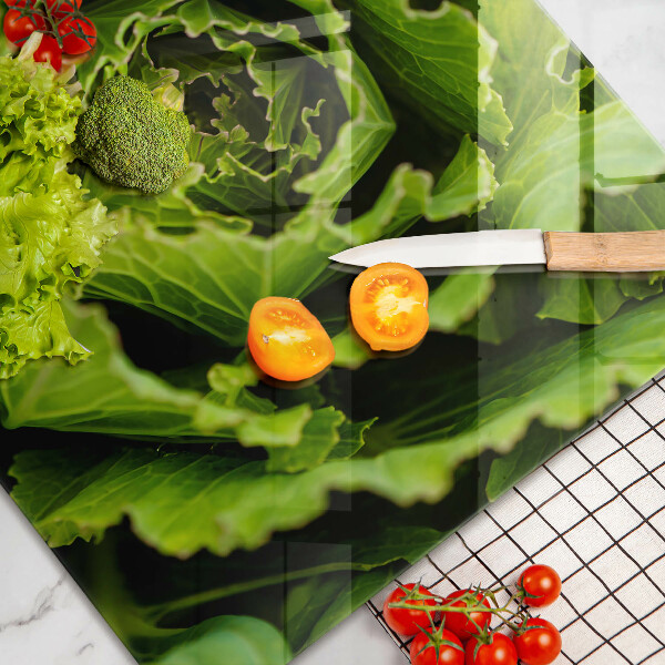 Tabla de cortar de vidrio Comer hojas de lechuga