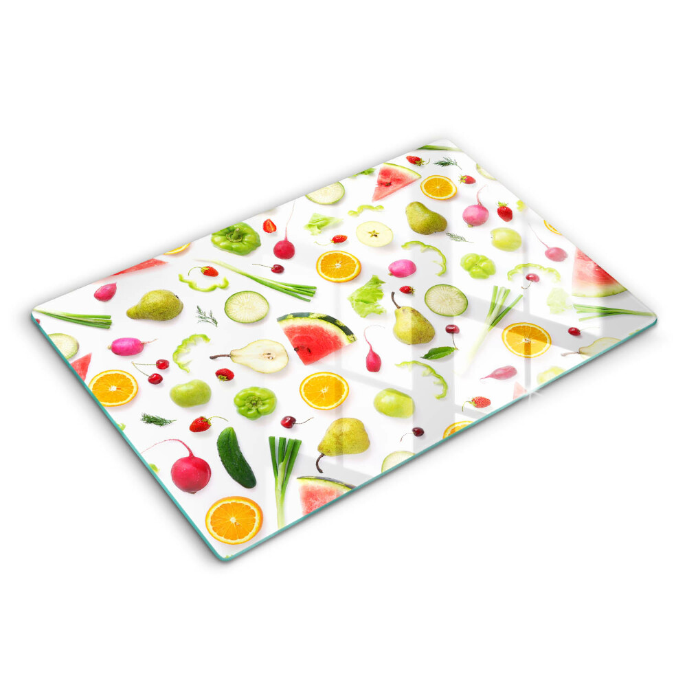 Tabla de cortar de vidrio Patrón de frutas y verduras