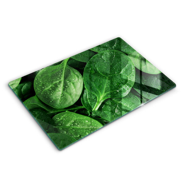 Tabla de cortar de vidrio Hojas de albahaca