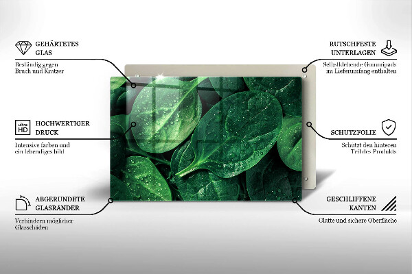 Tabla de cortar de vidrio Hojas de albahaca