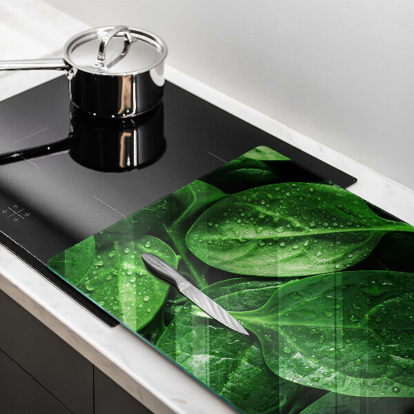 Tabla de cortar de vidrio Hojas de albahaca