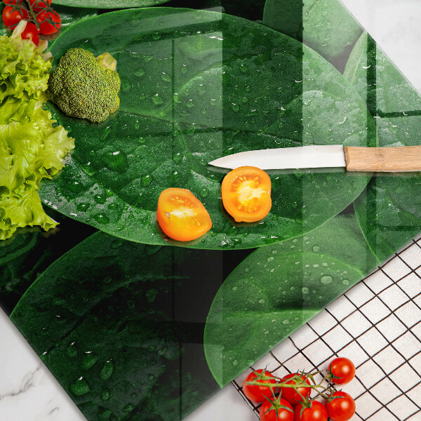 Tabla de cortar de vidrio Hojas de albahaca