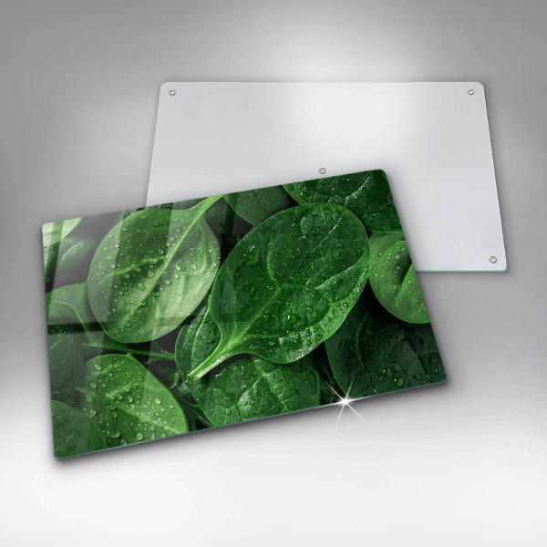 Tabla de cortar de vidrio Hojas de albahaca