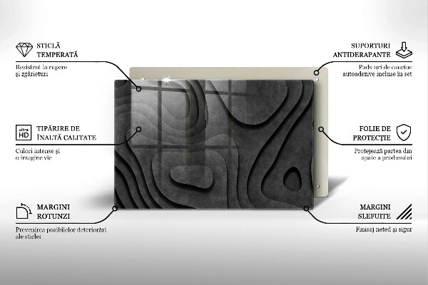 Tabla de cortar de vidrio Formas de piedra 3d