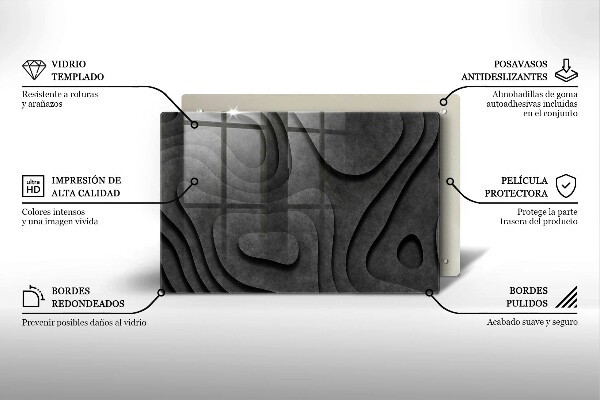 Tabla de cortar de vidrio Formas de piedra 3d