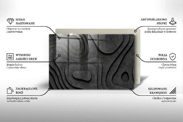 Tabla de cortar de vidrio Formas de piedra 3d