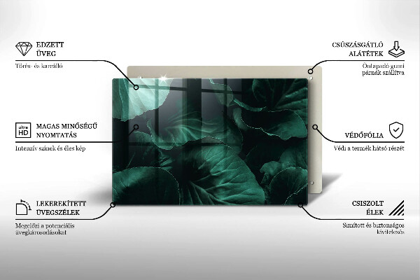 Tabla de cortar de vidrio Hojas oscuras salvajes