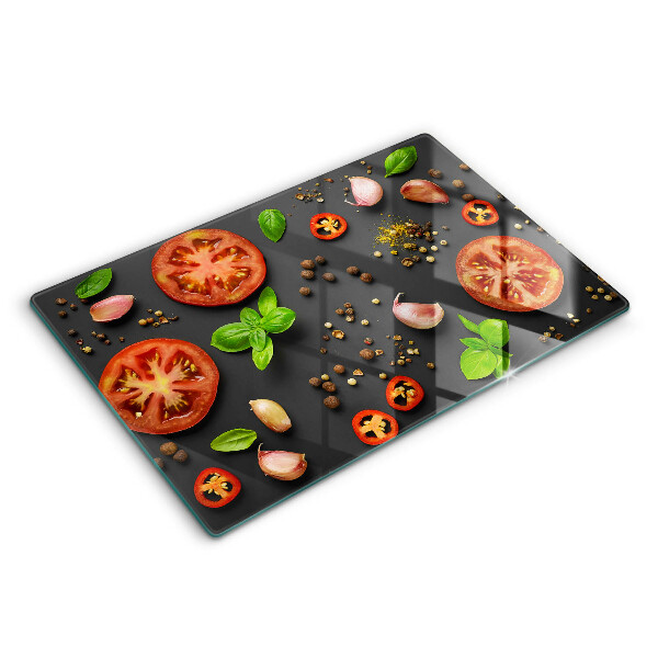Tabla de cortar de vidrio Tomates y especias