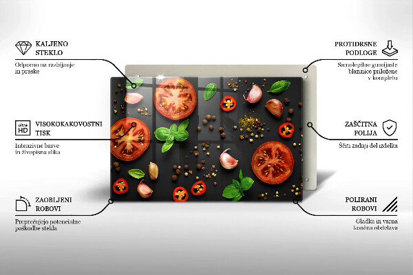 Tabla de cortar de vidrio Tomates y especias