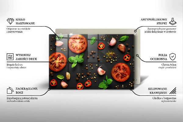 Tabla de cortar de vidrio Tomates y especias