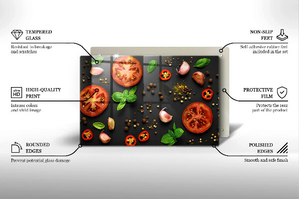 Tabla de cortar de vidrio Tomates y especias