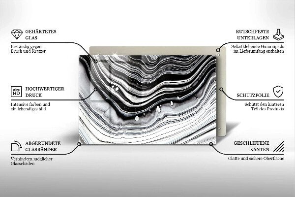 Tabla de cortar de vidrio Abstracción de tinta