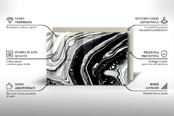 Tabla de cortar de vidrio Abstracción de tinta