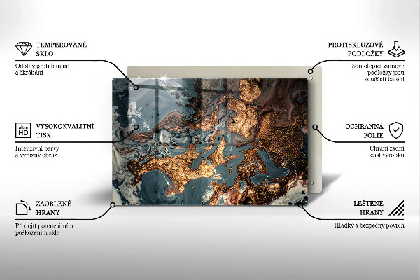 Tabla de cortar de vidrio Estructura de roca dorada