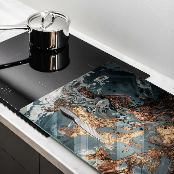 Tabla de cortar de vidrio Estructura de roca dorada