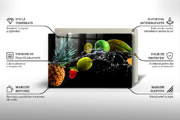 Tabla de cortar de vidrio Frutas en agua