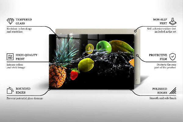 Tabla de cortar de vidrio Frutas en agua