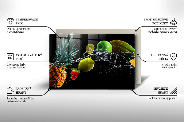 Tabla de cortar de vidrio Frutas en agua