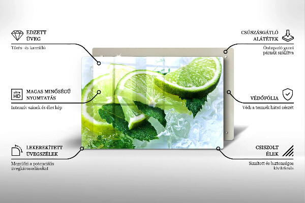 Tabla de cortar de vidrio Lima menta y hielo