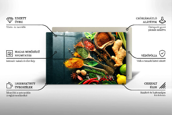Tabla de cortar de vidrio Cucharas de especias de cocina