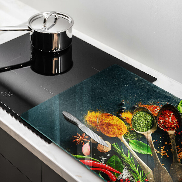 Tabla de cortar de vidrio Cucharas de especias de cocina