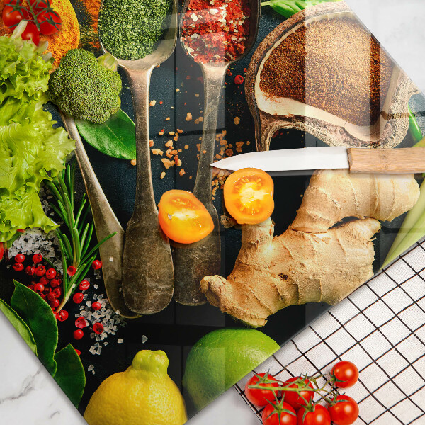 Tabla de cortar de vidrio Cucharas de especias de cocina